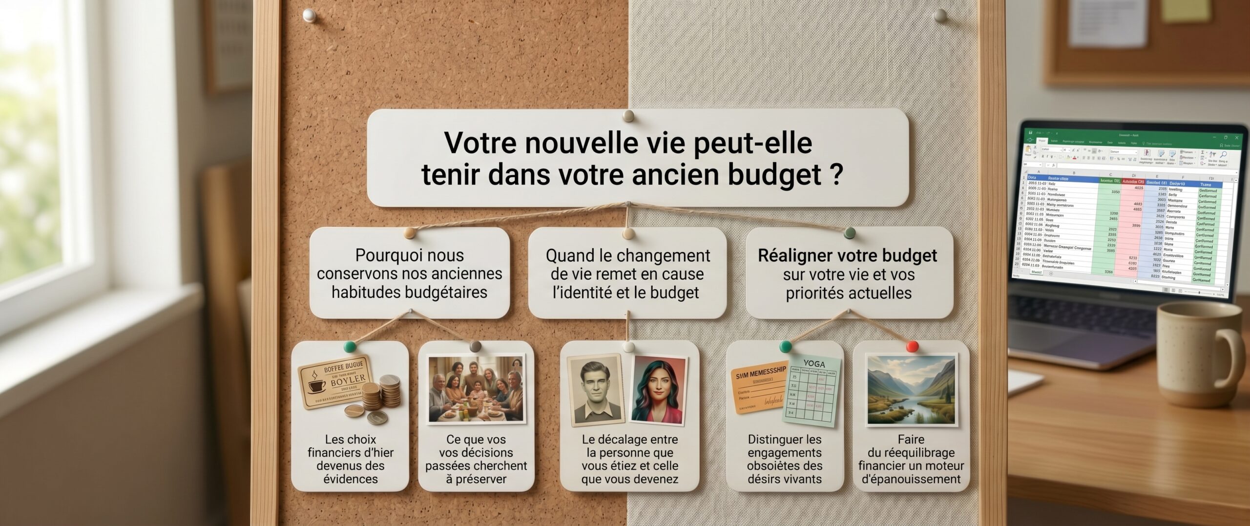 Réflexion sur la réorganisation de son budget personnel suite à un changement de vie.