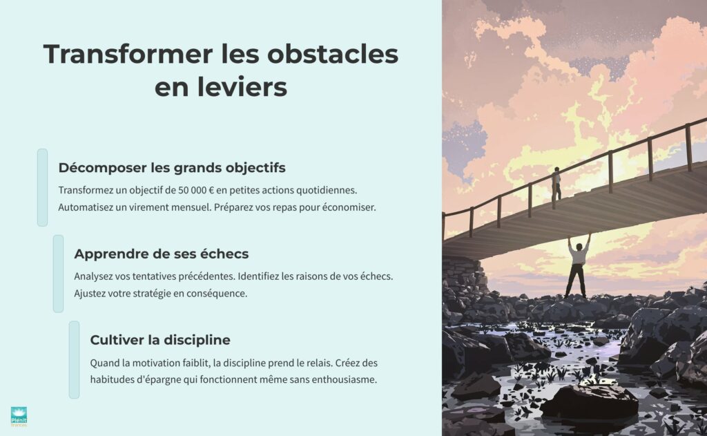 Une infographie qui montre comment transformer les obstacles en leviers