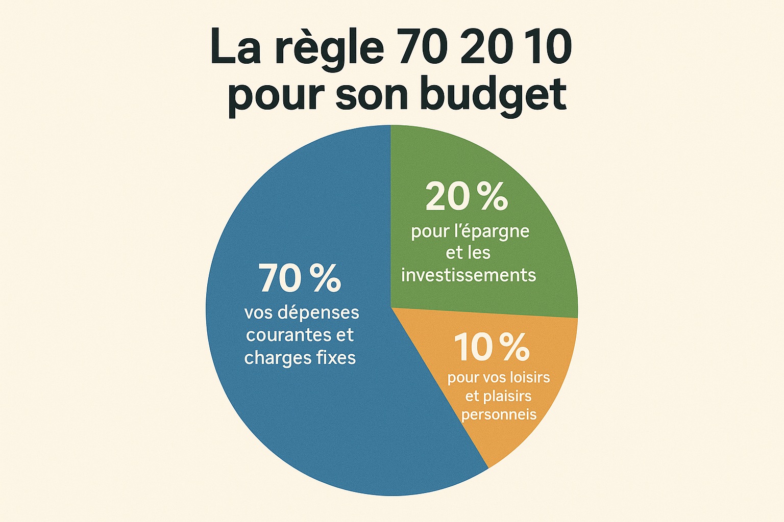 Une illustration en camembert de la règle des 702010 pour son budget